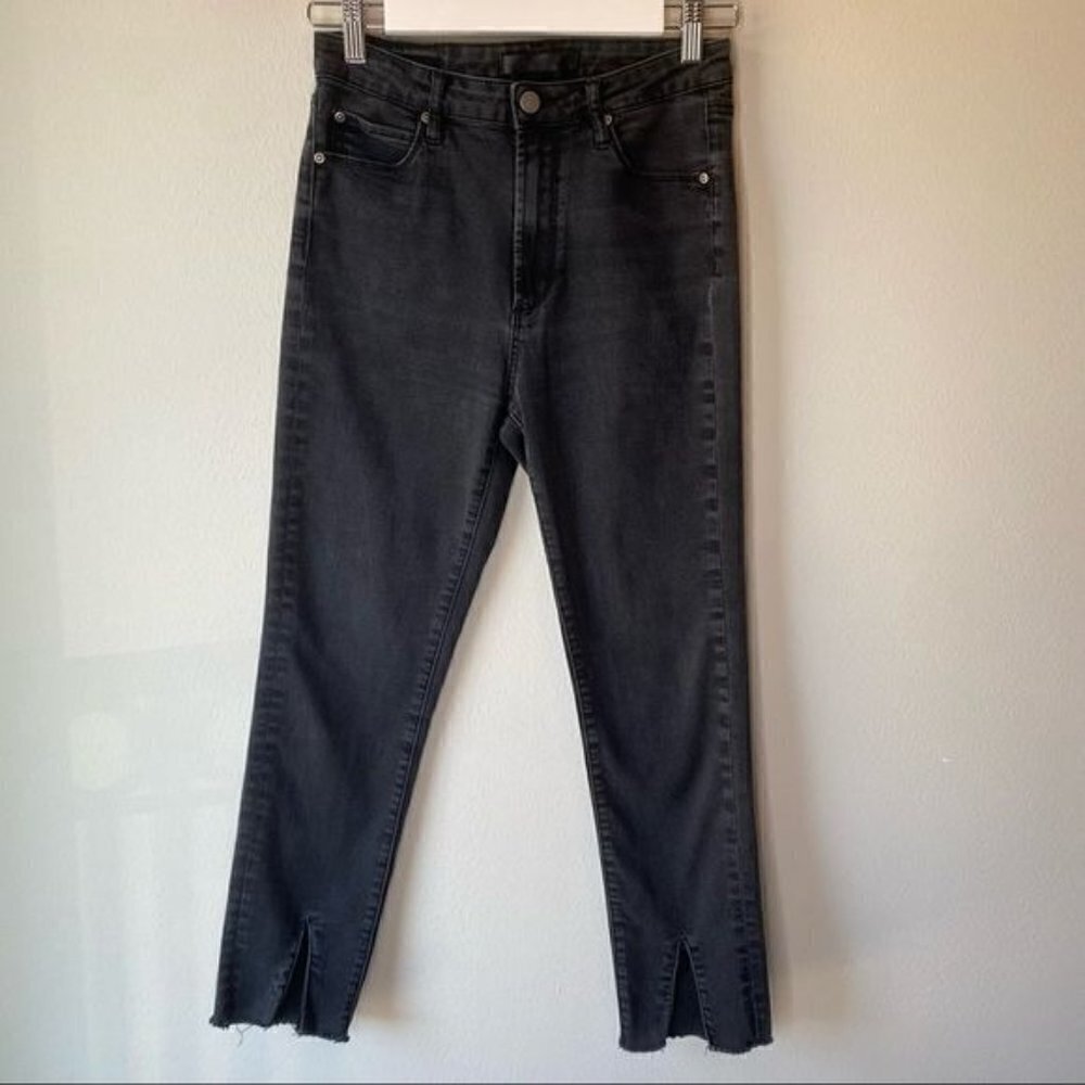 Leith High Rise Split Leg Cropped Black Jeans 27